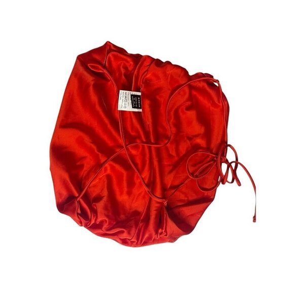 Shein Red Satin Open Back Tie  Tube Top XS Y2K Holiday Cropped - Picture 3 of 4